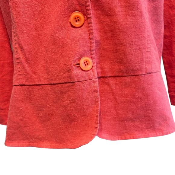 Miss Dorby VTG Blazer Bolero Jacket No Size Tag Orange Buttons Collar 3/4 Sleeve - Picture 4 of 10